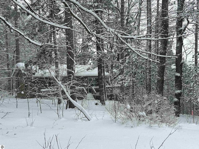 view of snow covered land