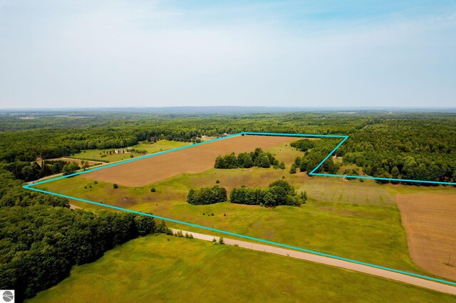 birds eye view of property with a rural view