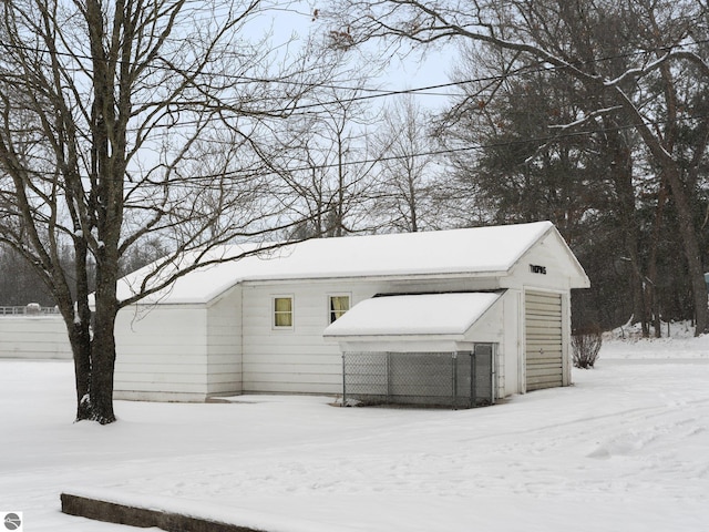 view of snow covered structure