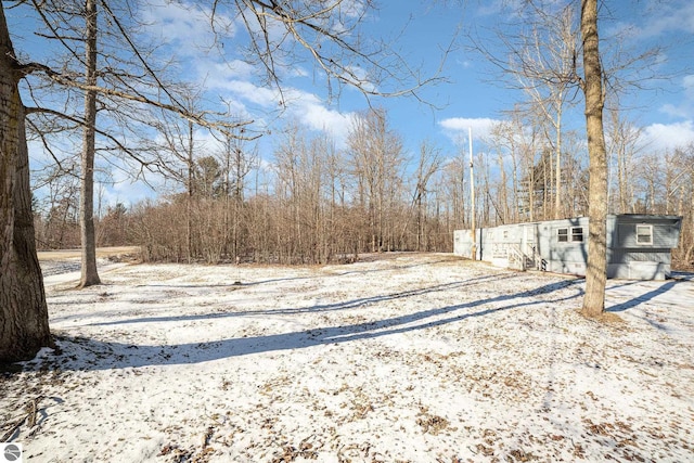 view of yard covered in snow