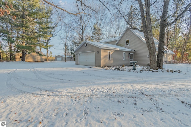 view of snow covered property