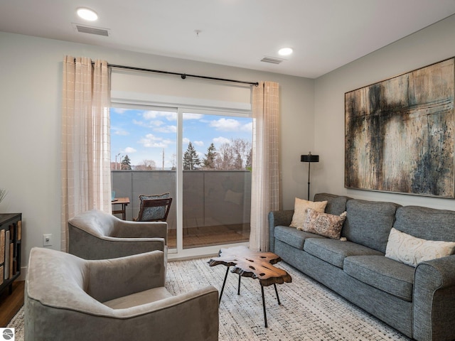 living room with hardwood / wood-style floors