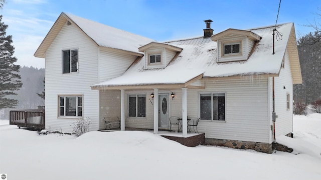 view of front of property featuring a deck