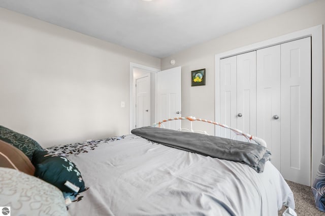 bedroom featuring carpet floors and a closet