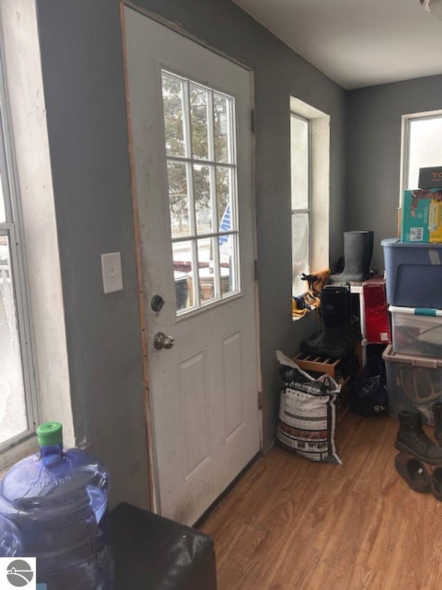 doorway featuring hardwood / wood-style floors