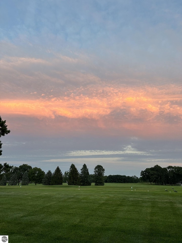 view of property's community with a lawn