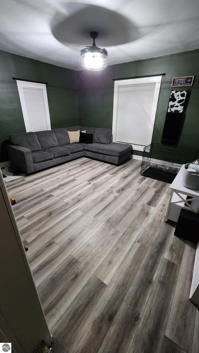 living room featuring light wood-type flooring