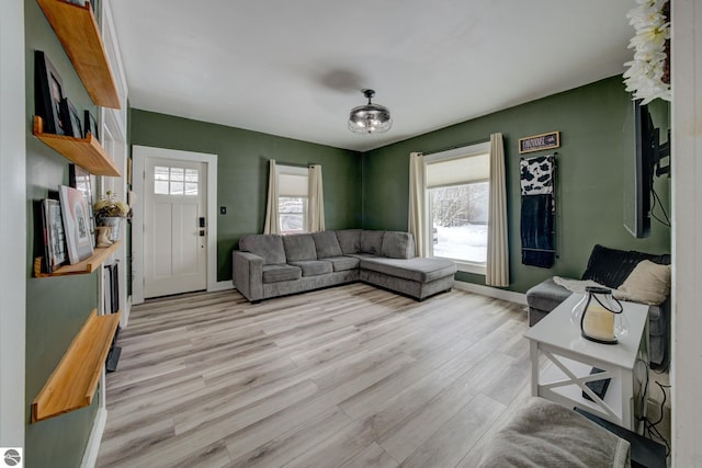 living room featuring light hardwood / wood-style floors