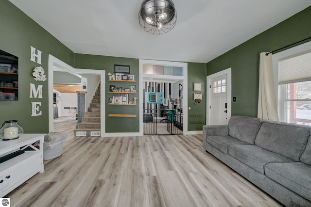 living room featuring light hardwood / wood-style flooring