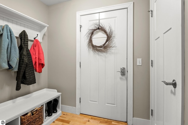 mudroom with light wood-type flooring