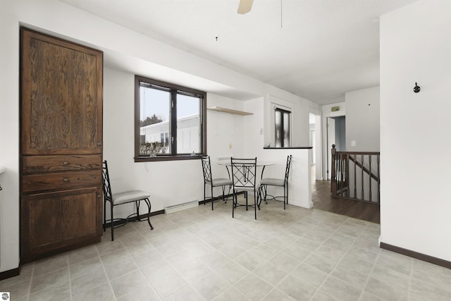 dining area featuring ceiling fan