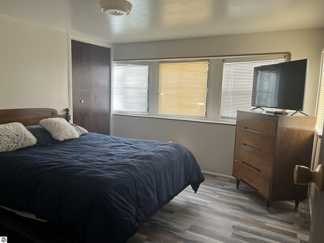 bedroom with hardwood / wood-style flooring