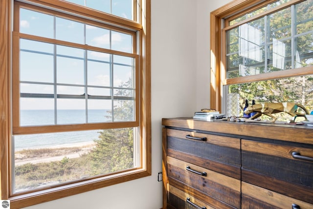 room details featuring a water view