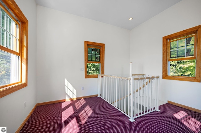 spare room with plenty of natural light and carpet