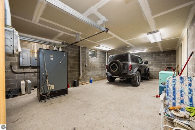 garage with electric panel