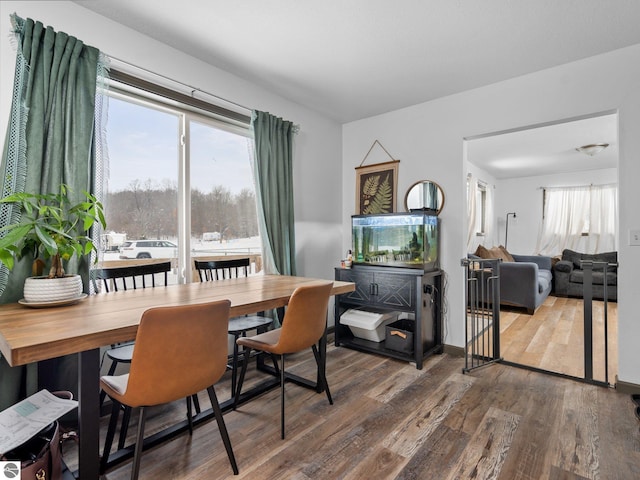 dining area featuring hardwood / wood-style floors