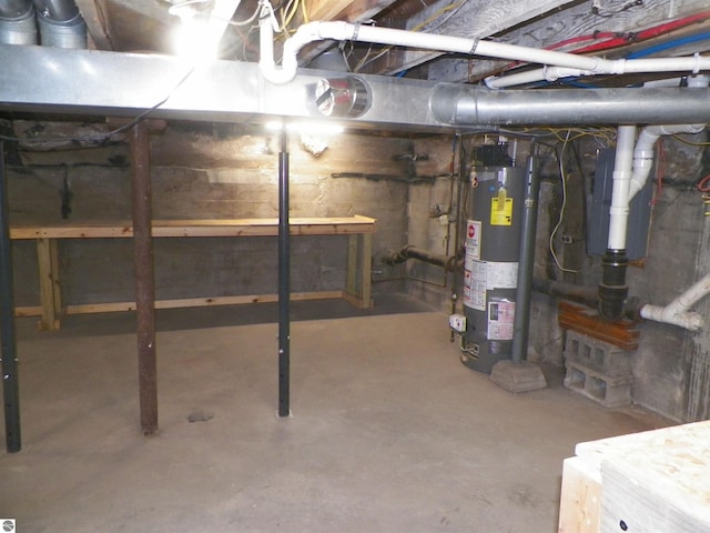 basement with water heater