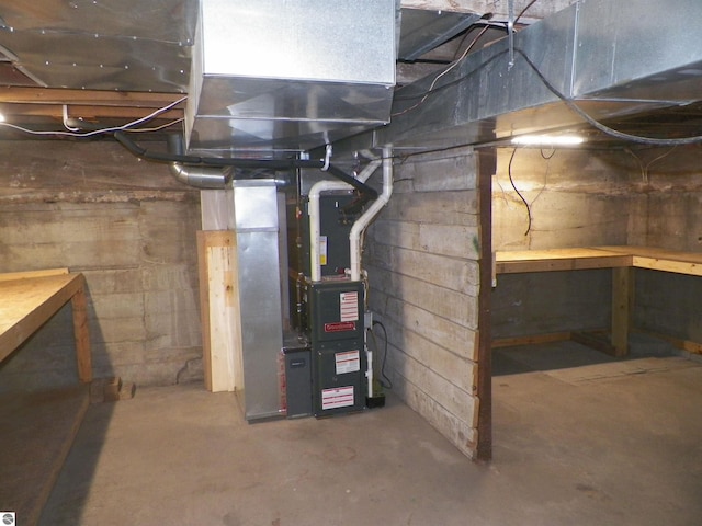 basement with heating unit