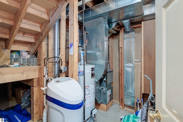 utility room featuring water heater