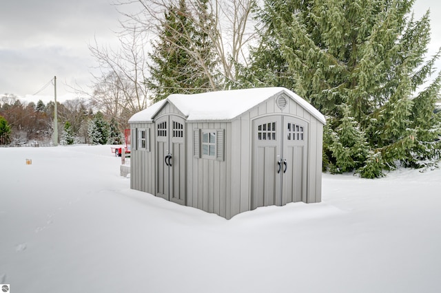 view of snow covered structure