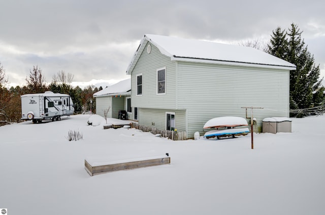 view of snow covered exterior