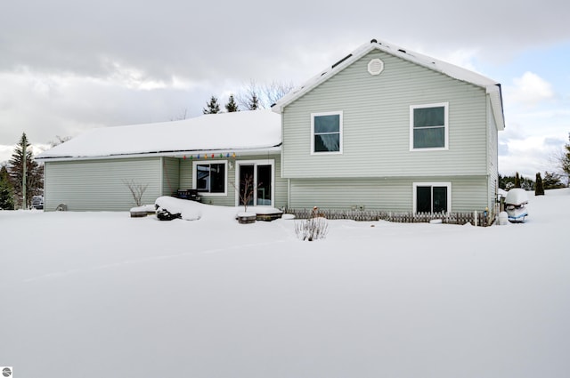 view of snow covered property