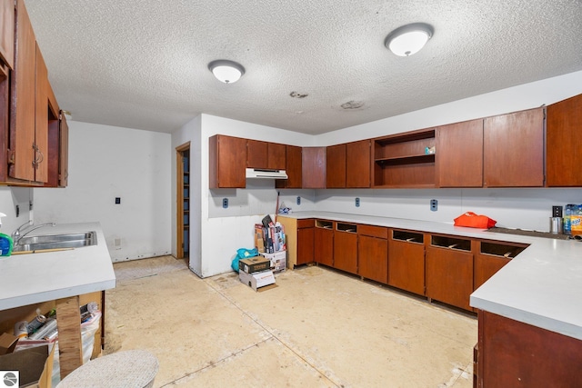 kitchen with a textured ceiling and sink