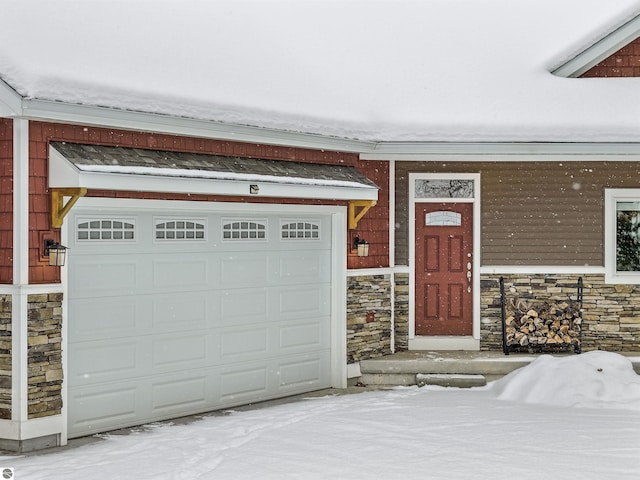 entrance to property with a garage