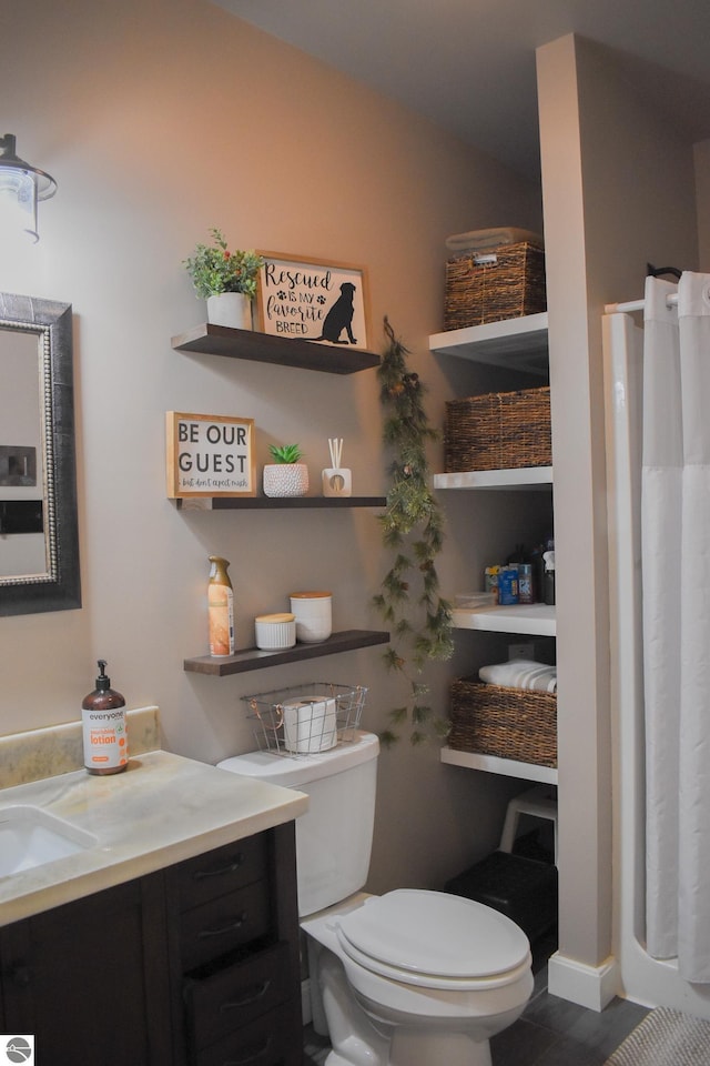 bathroom featuring toilet and vanity