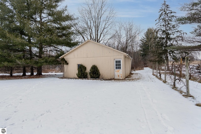 view of snow covered exterior