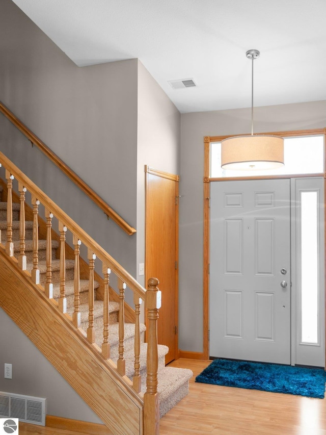 entryway with wood-type flooring