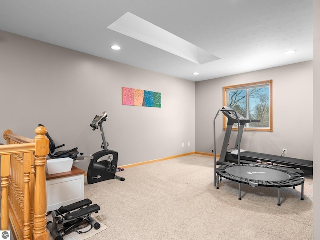 workout room with carpet floors