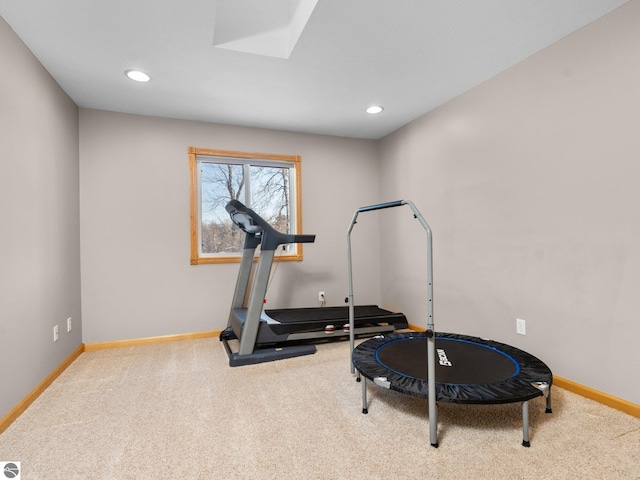 exercise area with carpet flooring