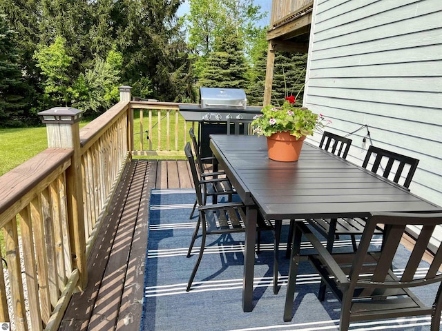 deck featuring area for grilling