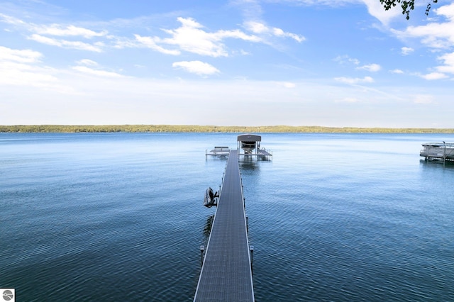 view of dock featuring a water view