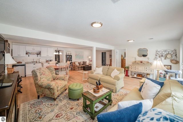 living room featuring light wood-type flooring