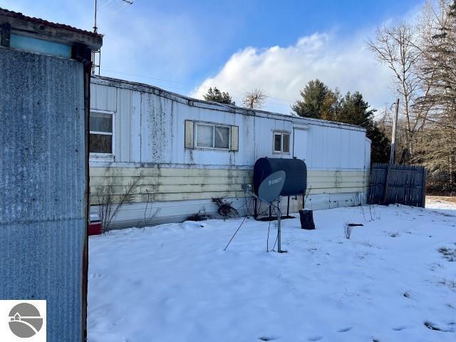 view of snow covered exterior