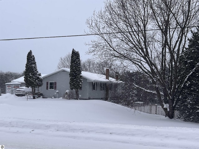 view of snow covered exterior