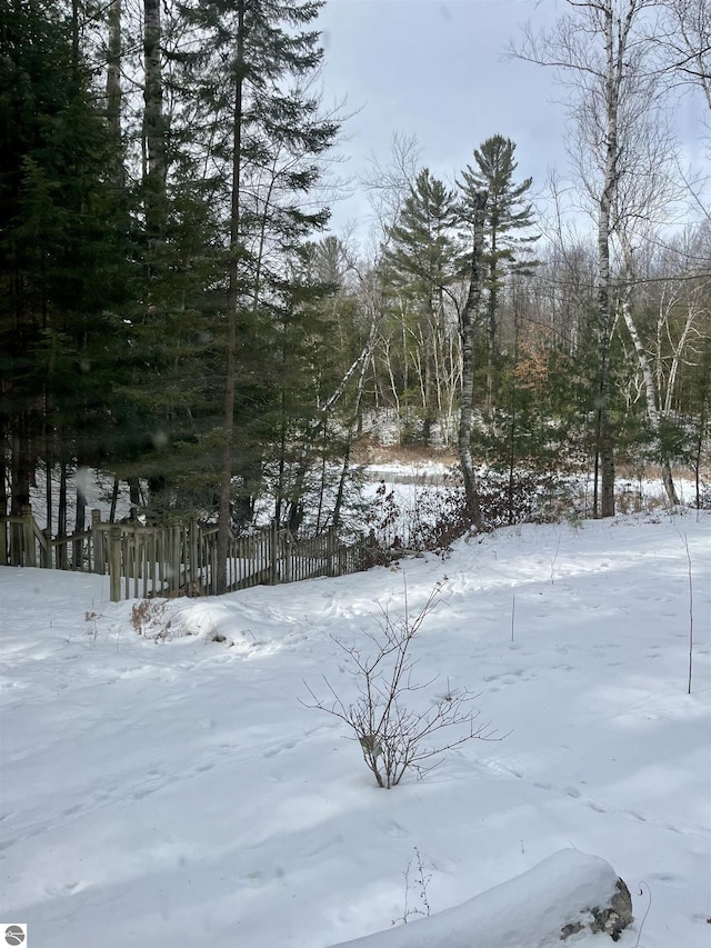 view of yard layered in snow