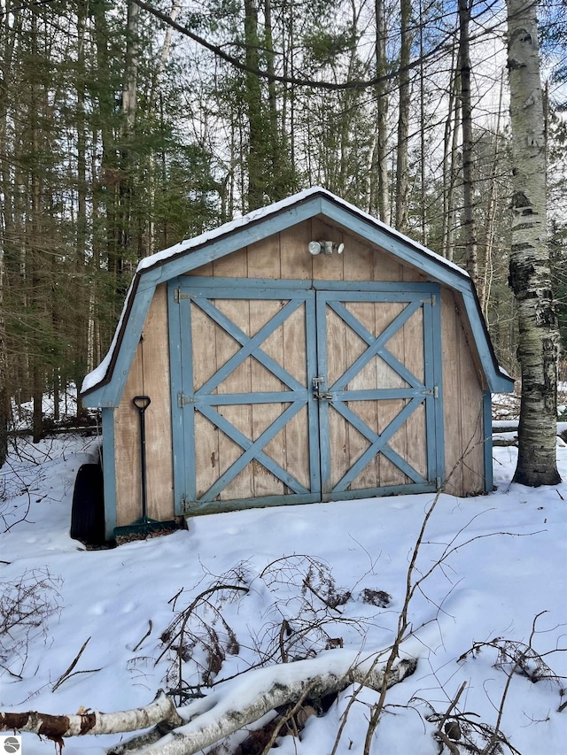 view of snow covered structure