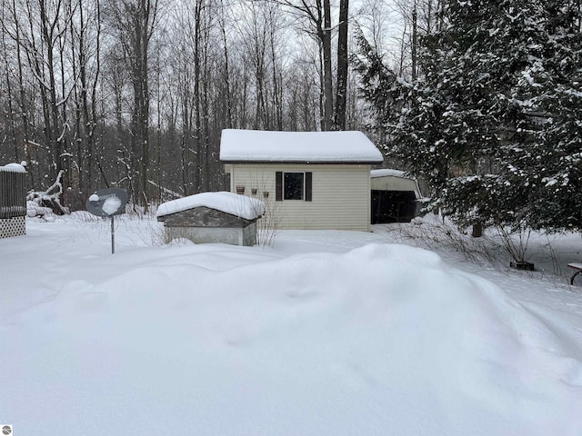 view of snow covered structure