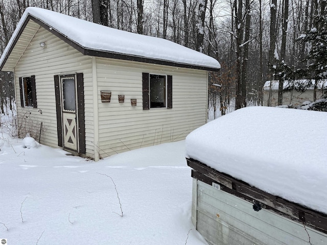 view of snow covered structure