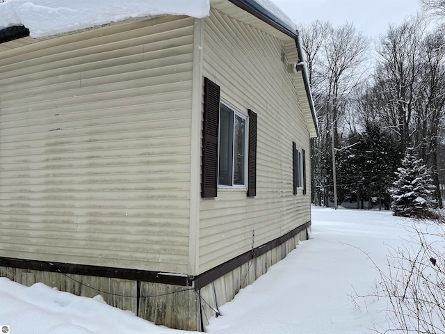 view of snow covered exterior