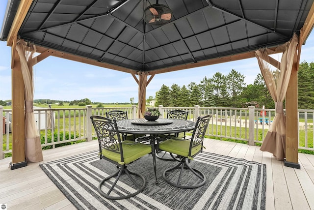 wooden deck featuring a gazebo