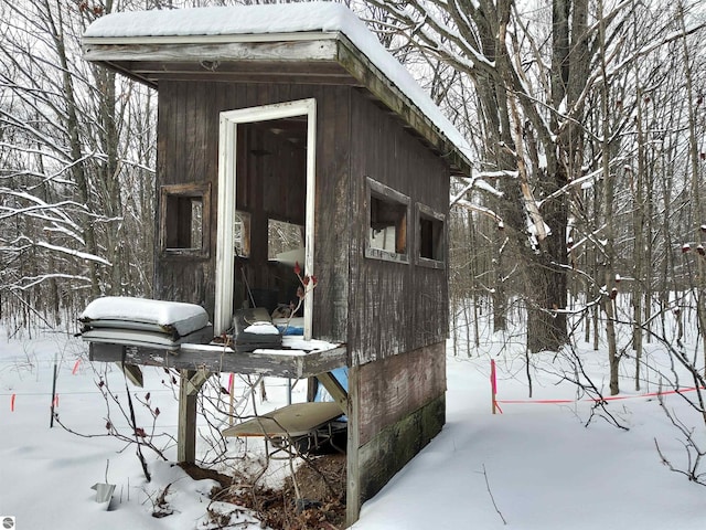 view of snow covered structure