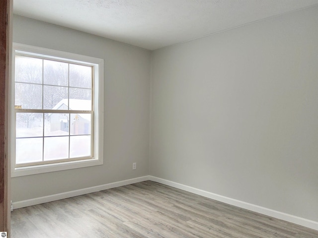 empty room with plenty of natural light and light hardwood / wood-style flooring