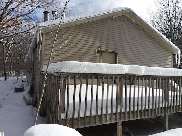 view of snow covered exterior