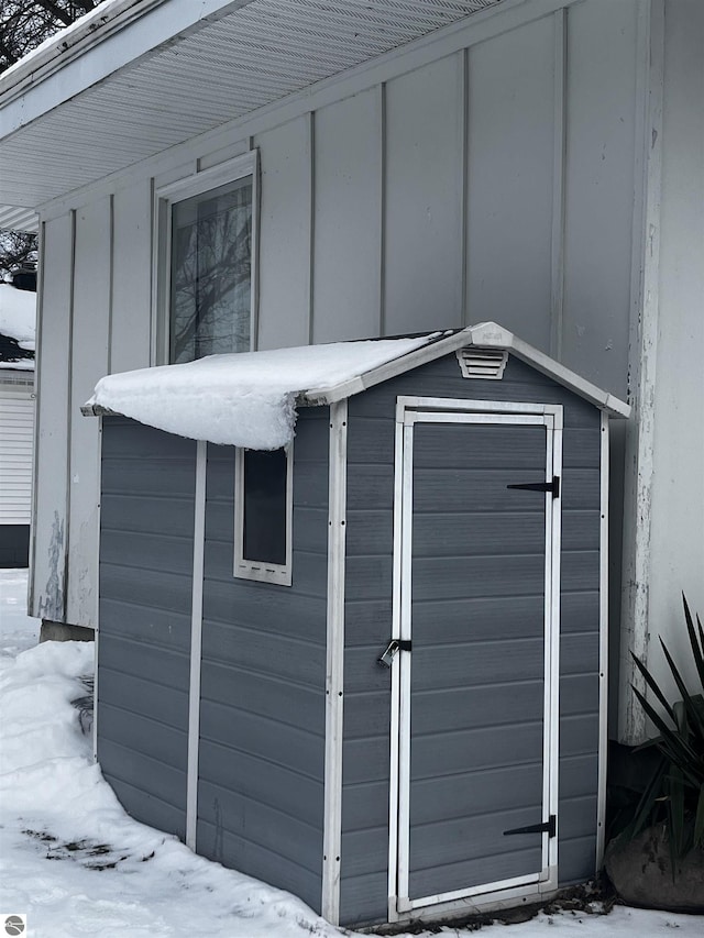 view of snow covered structure