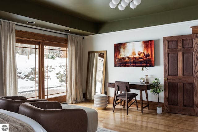 sitting room with light wood-type flooring