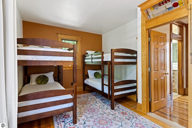 bedroom with light wood-type flooring